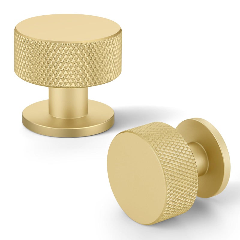 FAPUAL 6 Pack Gold Cabinet Knobs for Kitchen Cabinets & Dresser Drawers, Round Single Hole Hardware Handles Pulls, Cupboard Drawer Knob - Image 1